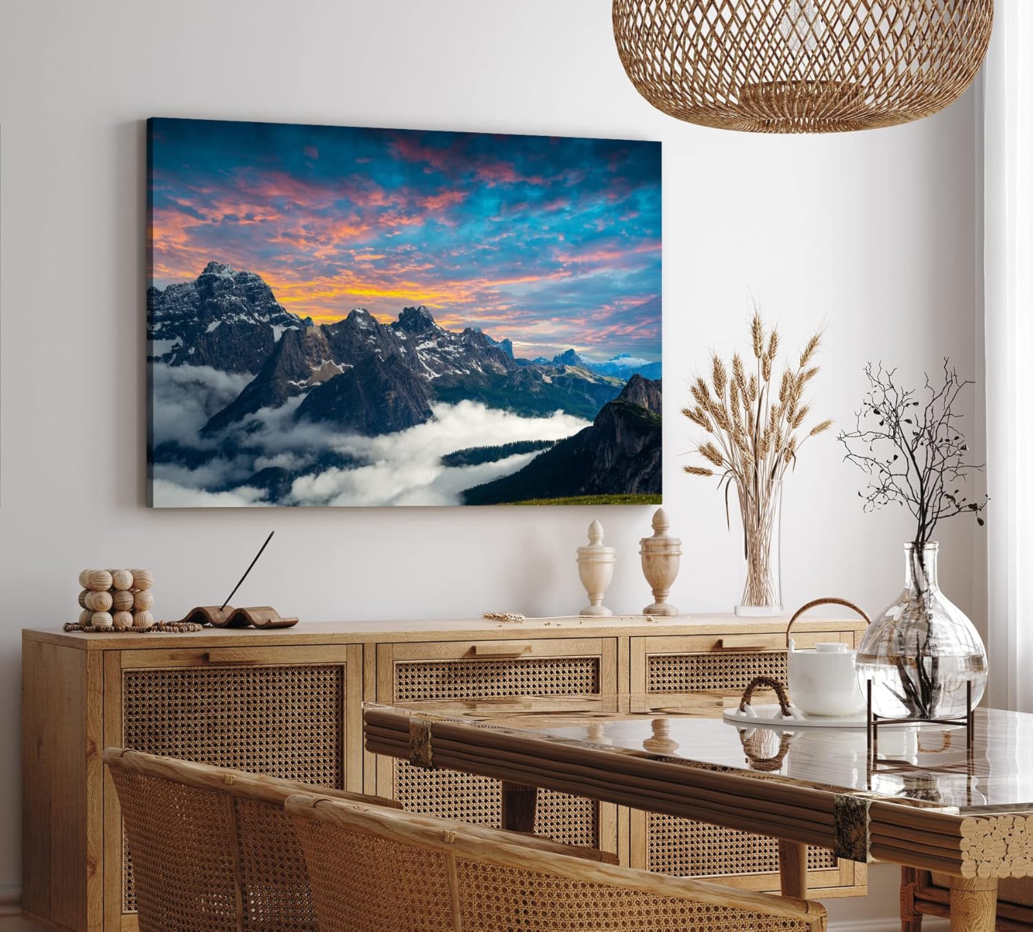 Paul Sinus Wandbild 120x80cm Drei Zinnen Dolomiten Südtirol Berge Alpen Sonnenuntergang