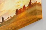 Sinus Art Wandbild 120x80cm Weite Felder im goldenen Abendlicht mit ausdrucksstarkem Himmelspanorama