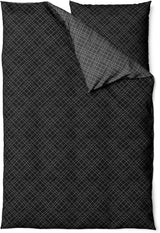 Sinus Art Bettwäsche 135x200 cm + 80x80 cm – Modernes Gittermuster in Anthrazit & Schwarz – Wendeoptik – Mikrofaser-Set mit Reißverschluss