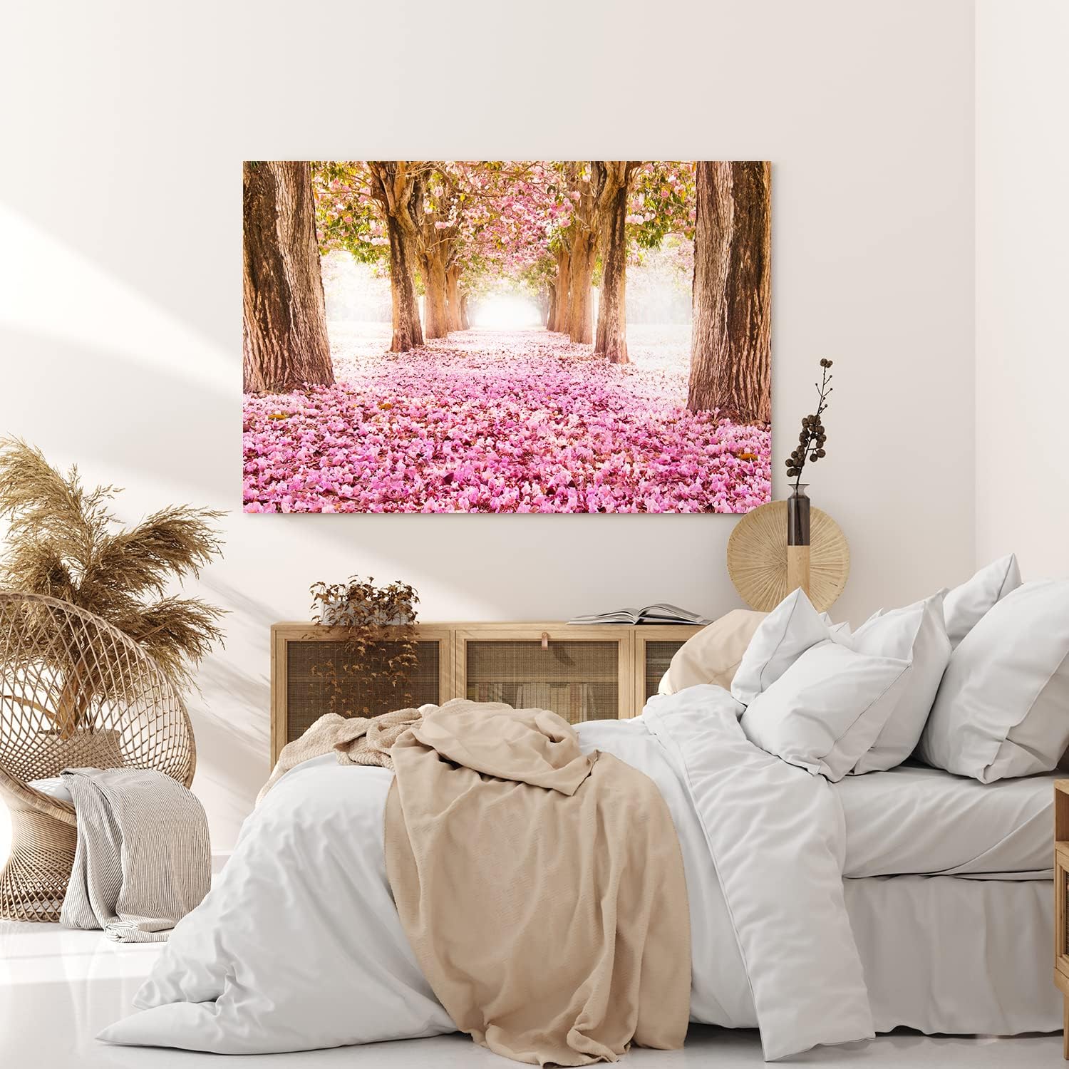 Paul Sinus Wandbild 120x80cm Baumallee Baumblüten Blüten Frühling Allee Rosa