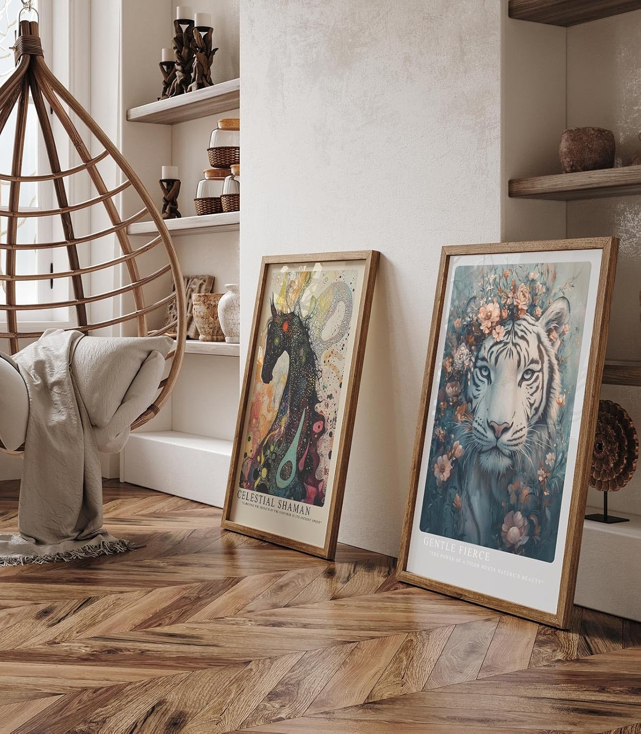 Paul Sinus Leinwandbild 60x90cm Blühender Tiger majestätisch kraftvoll mystisch kunstvolle Wandkunst faszinierend surreal harmonisch sanfte Farben