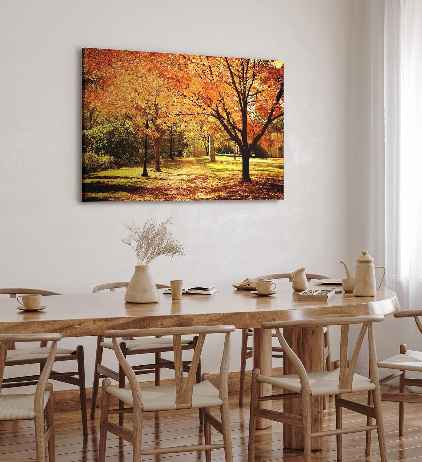 Wandbild 120x80cm Herbst Park Bäume Herbstblätter Sonnenschein