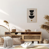 Paul Sinus 60x90cm Wandbild, Ikonisches Design in Fokusgeometrie – Abstrakte Halbkreise auf Leinwand mit Goldakzent