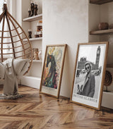 Paul Sinus Leinwandbild 60x90cm Leinwandbild Britischer Glamour – Stilvolle Schwarz-Weiß-Fotografie einer eleganten Frau mit Hund vor Big Ben