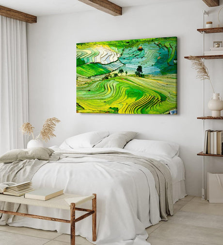 Paul Sinus Wandbild 120x80cm Reisfelder Reisanbau Grün Thailand Asien Landschaftsbild