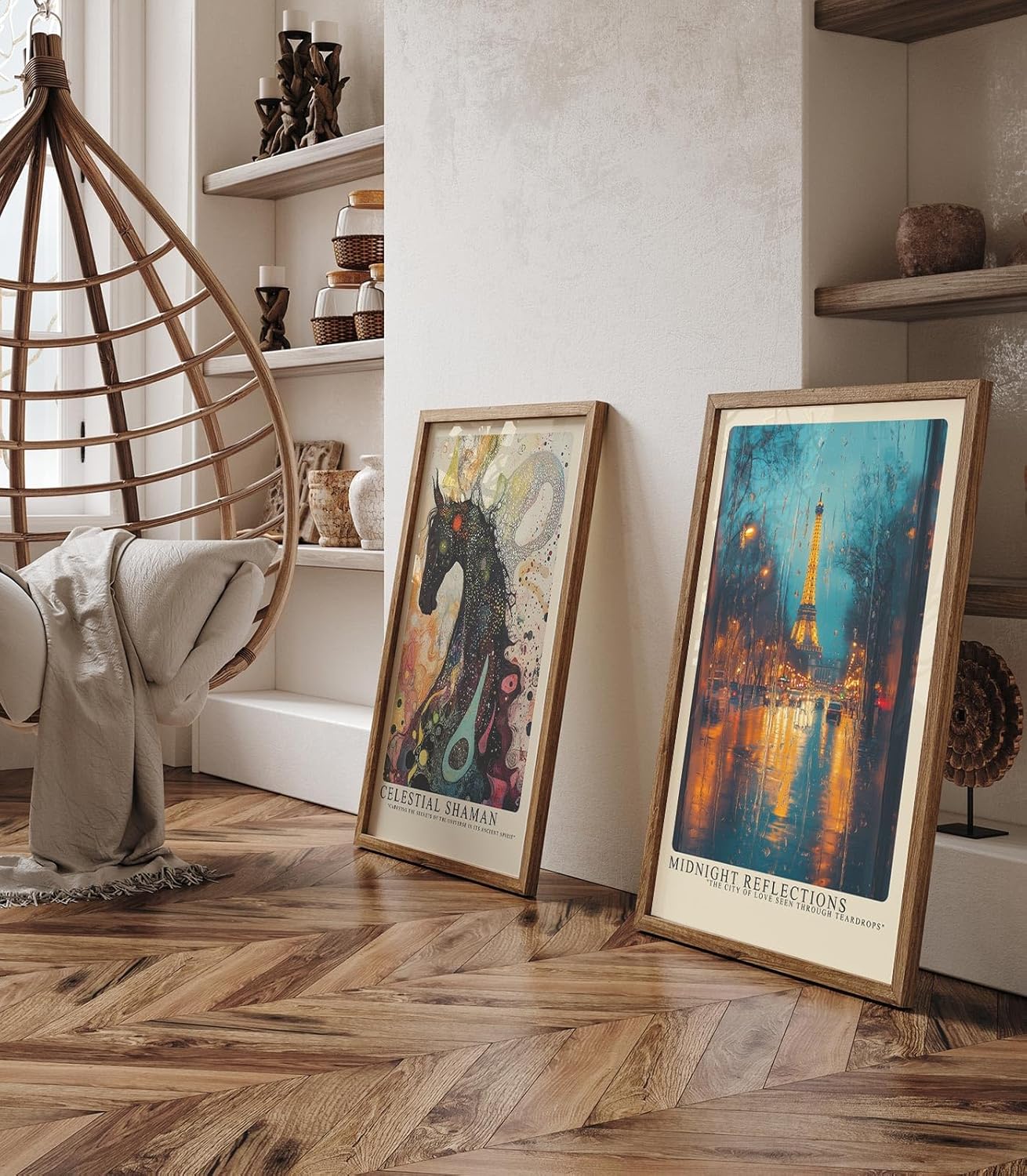 Paul Sinus Leinwandbild 80x120cm Mitternächtliche Reflexionen – Stimmungsvolle Stadtansicht von Paris mit Eiffelturm und regennassen Lichtern