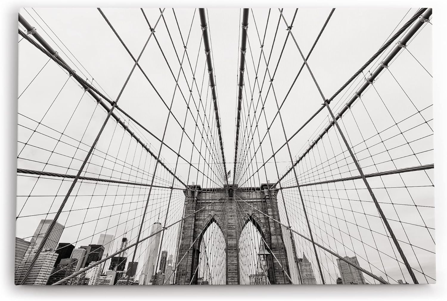Paul Sinus Wandbild 120x80cm New York Manhattan Wolkenkratzer Brooklyn Bridge Grau