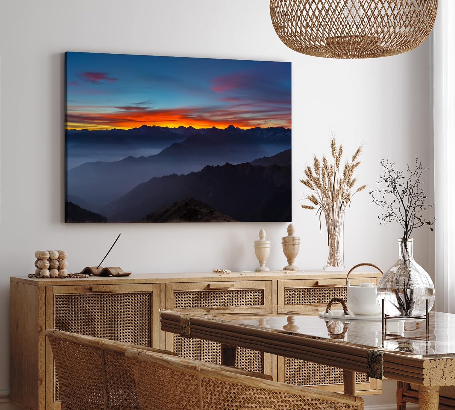 Paul Sinus Wandbild 120x80cm Berge Gebirge Sonnenuntergang Berglandschaft Nacht