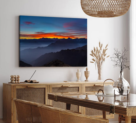 Paul Sinus Wandbild 120x80cm Berge Gebirge Sonnenuntergang Berglandschaft Nacht