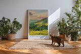 Paul Sinus Kunstdruck 40x60cm Sunset Valley mit weitem grünem Tal im Licht der untergehenden Sonne