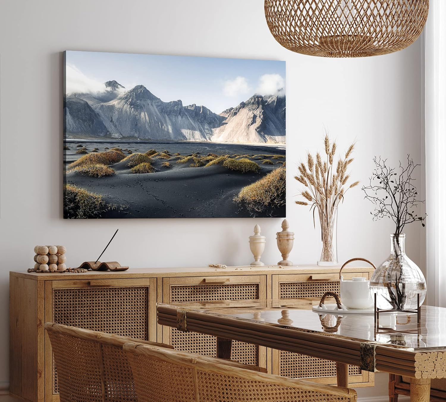 Paul Sinus Wandbild 120x80cm Klifatindur Island Berg schwarzer Strand isländische Landschaft