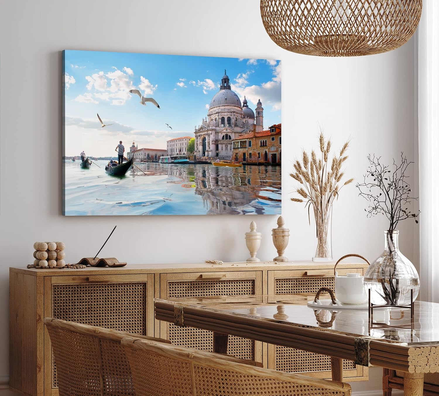 Paul Sinus Wandbild 120x80cm Venedig Gondel Italien Möwen Kanal Kapelle