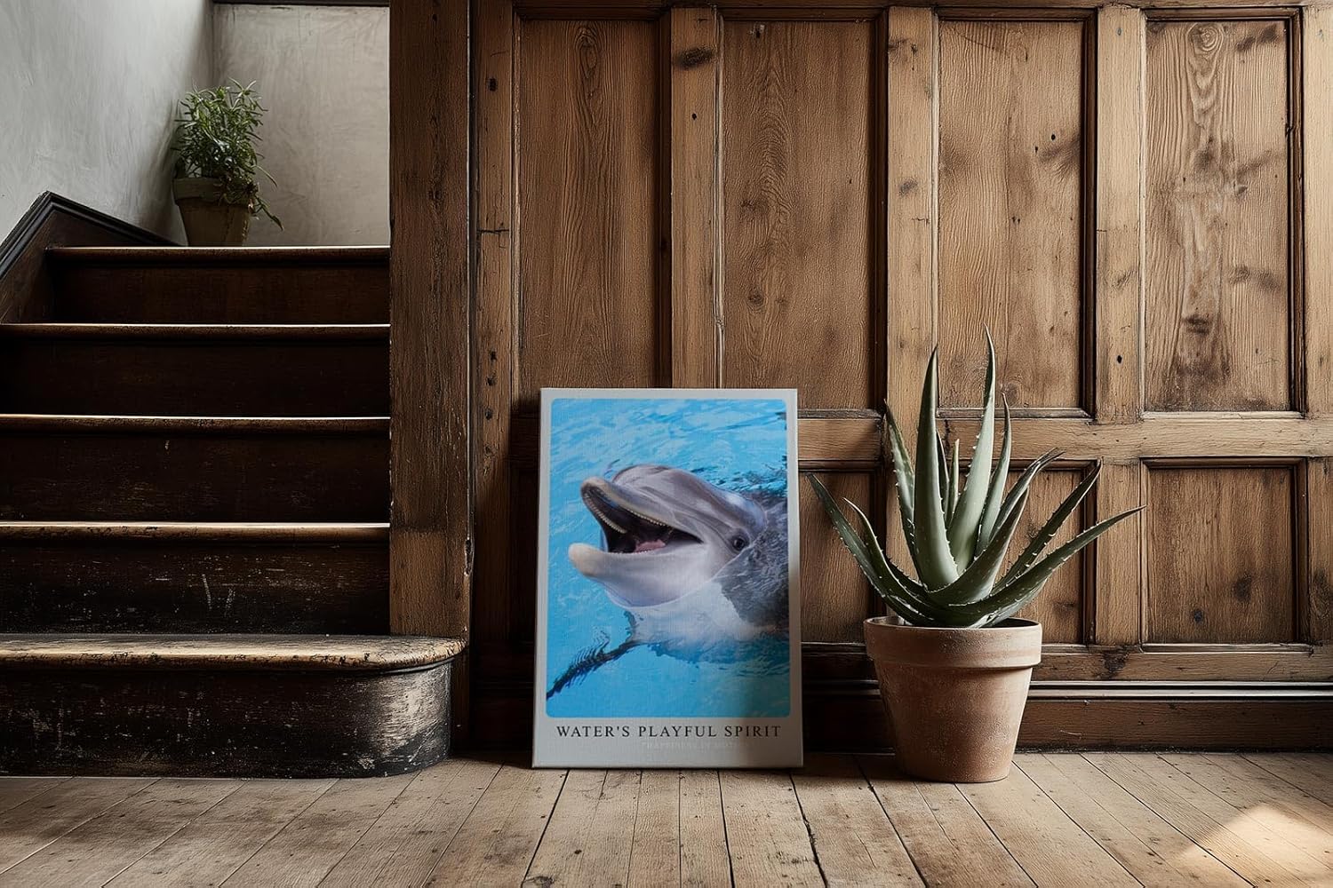 Paul Sinus Kunstdruck 40x60cm Water's Playful Spirit – Fröhlicher Delfin im klaren Wasser in lebendiger Nahaufnahme