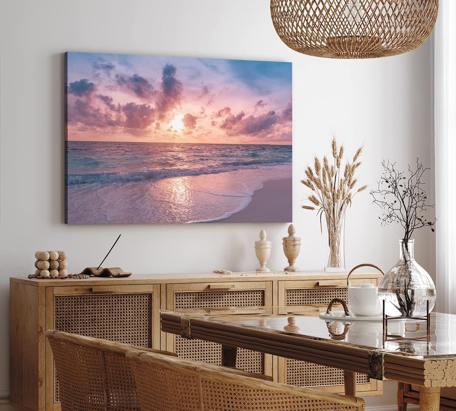 Paul Sinus Wandbild 120x80cm Horizont Meer Sonnenuntergang Strand Himmel