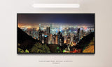 Hong Kong Wolkenkratzer Skyline ca. 130x70cm Wandbild inklusive Schattenfugenrahmen schwarz - Panorama Leinwand Bild XXL Format Wandbilder Wohnzimmer Wohnung Deko Kunstdrucke