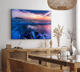 Paul Sinus Wandbild 120x80cm Meer Ozean Strand Horizont Violett Sonnenuntergang