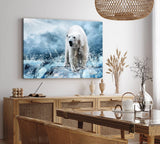 Paul Sinus Wandbild 120x80cm Eisbär Eis Wild Fotokunst Blau Ausdrucksstark Wasser
