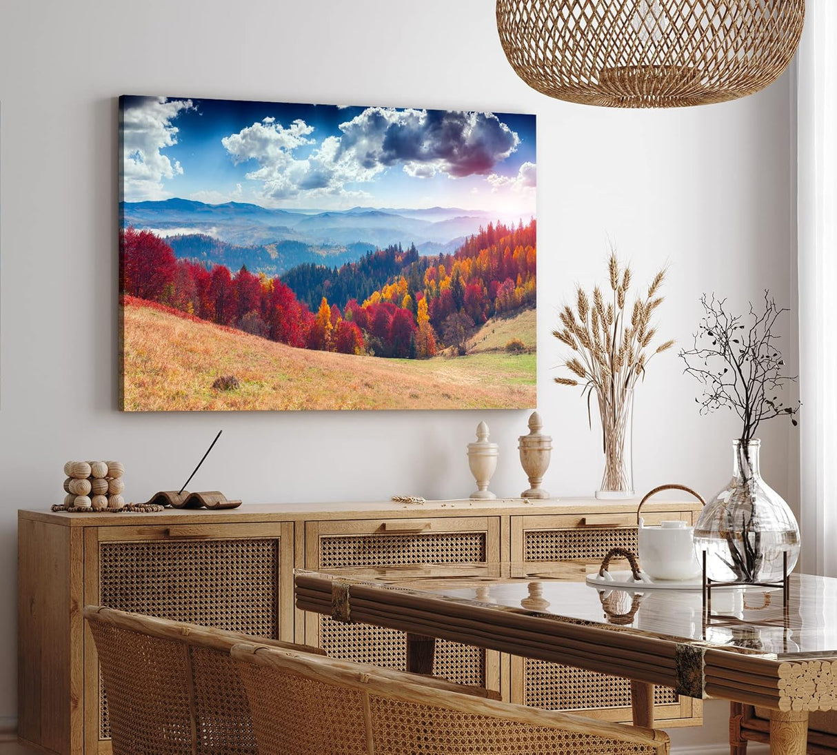 Paul Sinus Wandbild 120x80cm Berge Tannenwald Wald Wolken Natur Landschaft