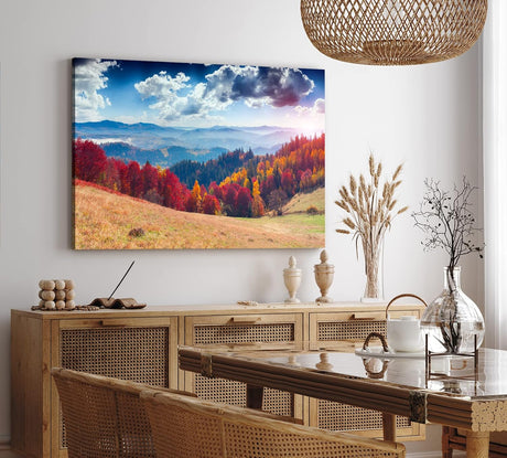 Paul Sinus Wandbild 120x80cm Berge Tannenwald Wald Wolken Natur Landschaft