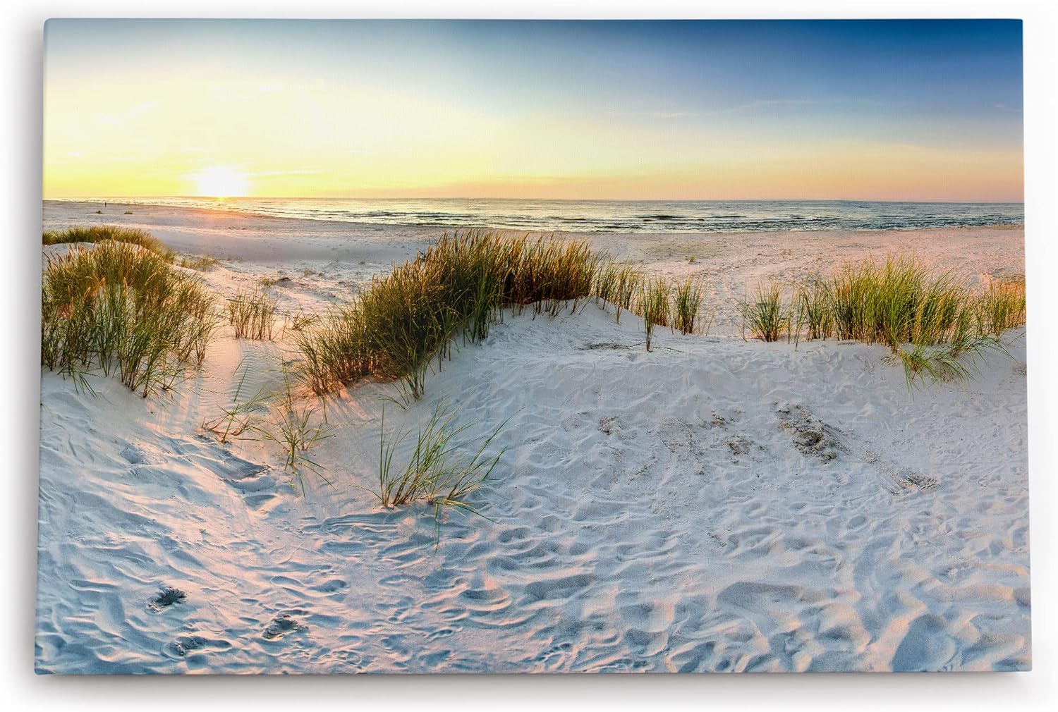 Paul Sinus Wandbild 120x80cm Ostsee Strand Sand Meer Sonnenuntergang Horizont