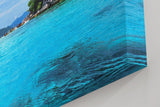 Sinus Art Wandbild 120x80cm Kristallklares Wasser, leuchtendes Blau und grüne Vegetation schaffen tropisches Flair