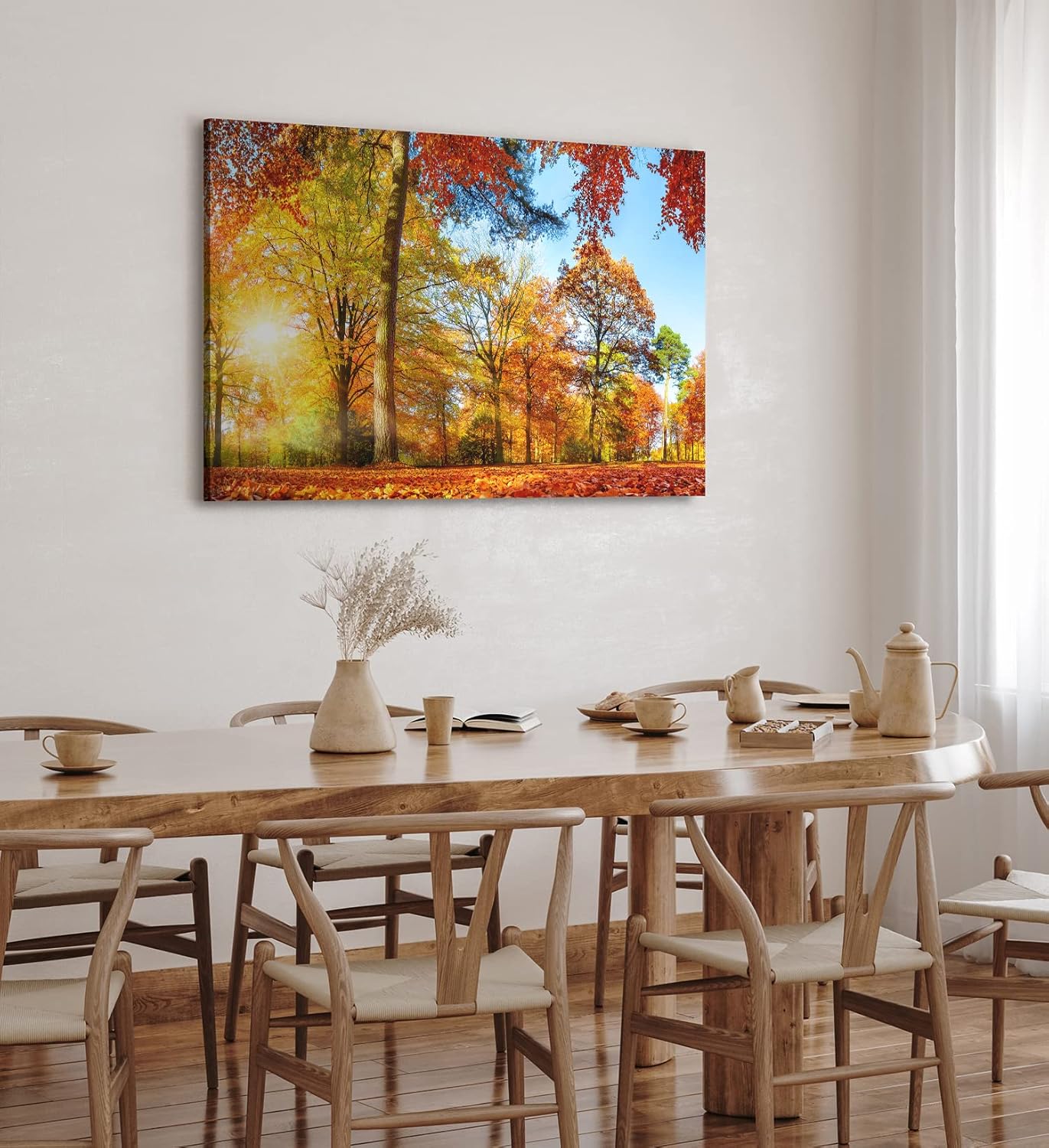 Paul Sinus Wandbild 120x80cm Wald Bäume Herbst Sonnenschein Herbstblätter Natur
