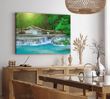 Paul Sinus Wandbild 120x80cm Tropischer Wasserfall Dschungel Bach Türkis Natur