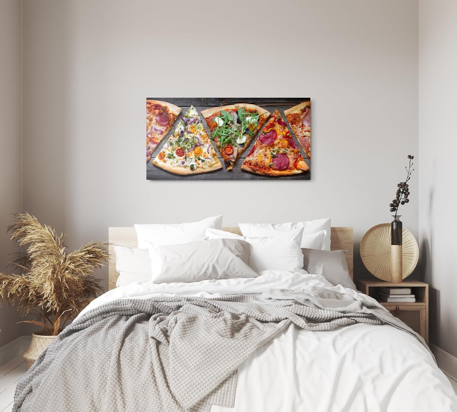 Paul Sinus Wandbild 120x60cm – Leckere Pizzavielfalt, modernes Küchenbild auf Leinwand, rustikale Essenskunst für Küche, Esszimmer, Restaurant, italienische Atmosphäre