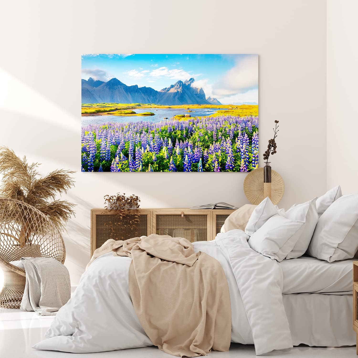 Paul Sinus Wandbild 120x80cm Island Landschaft Berg Blumen Blau See Natur