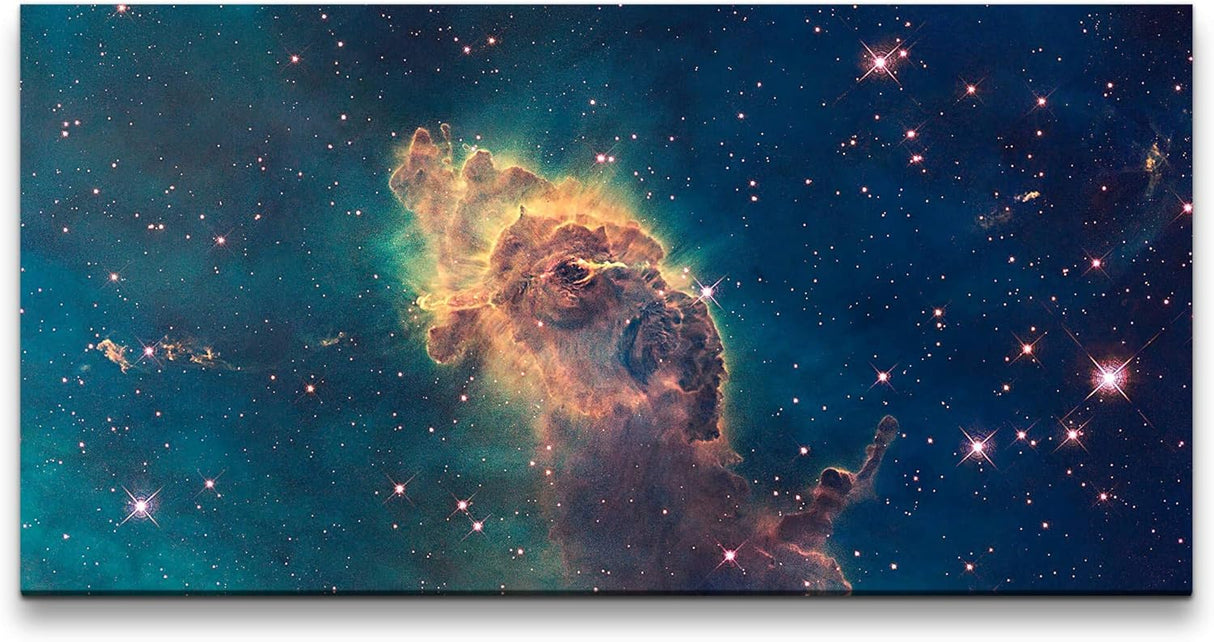 Astronomischer Nebel ca. 130x70cm Wandbild inklusive Schattenfugenrahmen weiss - Panorama Leinwand Bild XXL Format Wandbilder Wohnzimmer Wohnung Deko Kunstdrucke