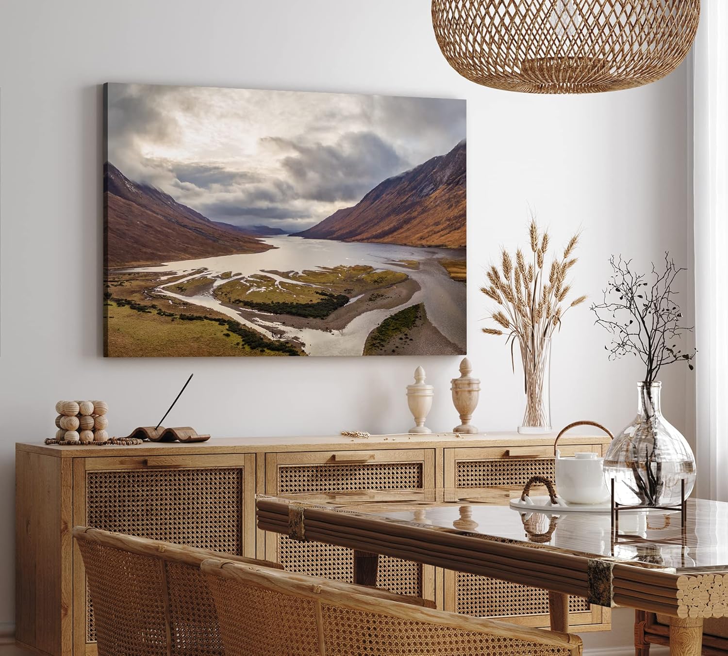 Paul Sinus Wandbild 120x80cm Glen Etive Bucht Schottland Berge Fluss schottische Landschaft