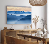 Paul Sinus Wandbild 120x80cm Blaue Berge Berglandschaft Nebel Bergkette Natur