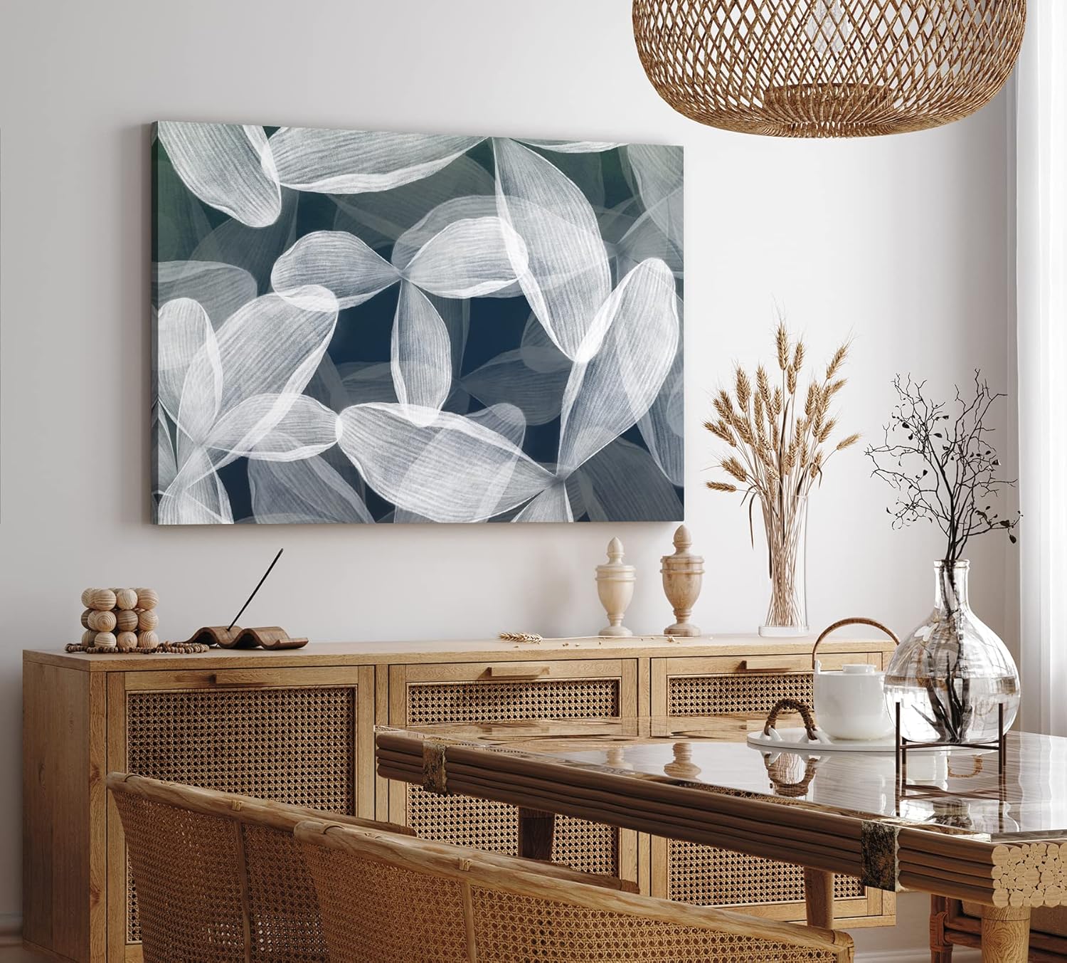 Paul Sinus Wandbild 120x80cm Blumen Blüten Grau Fotokunst Abstrakt Dekorativ