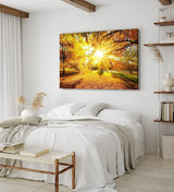 Paul Sinus Wandbild 120x80cm Herbst Herbstblätter Laub Sonnenstrahlen Baumkrone