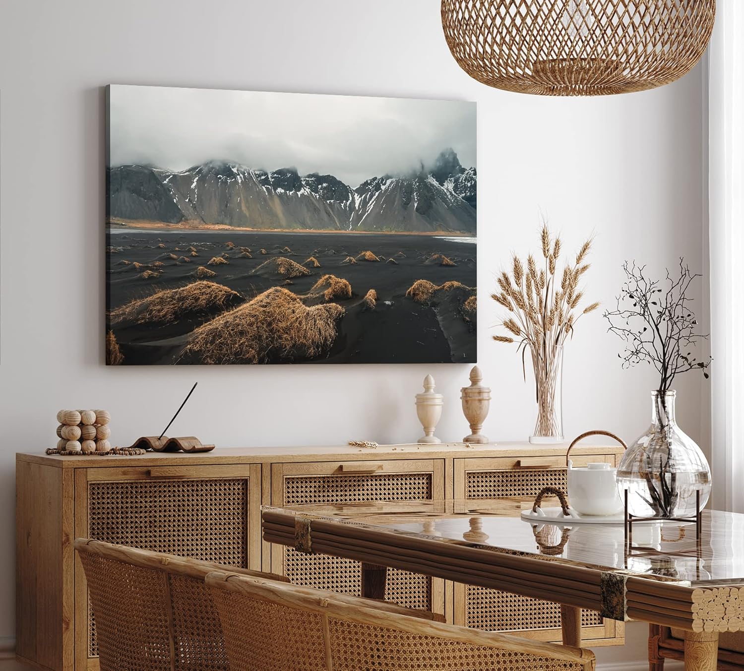 Paul Sinus Wandbild 120x80cm Klifatindur Island Berg schwarzer Strand isländische Landschaft