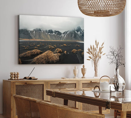 Paul Sinus Wandbild 120x80cm Klifatindur Island Berg schwarzer Strand isländische Landschaft