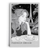 Paul Sinus Leinwandbild 40x60cm Parisian Dream verträumte Frau mit Eiffelturm stilvoll elegant romantisch schwarz-weiß Illustration Paris