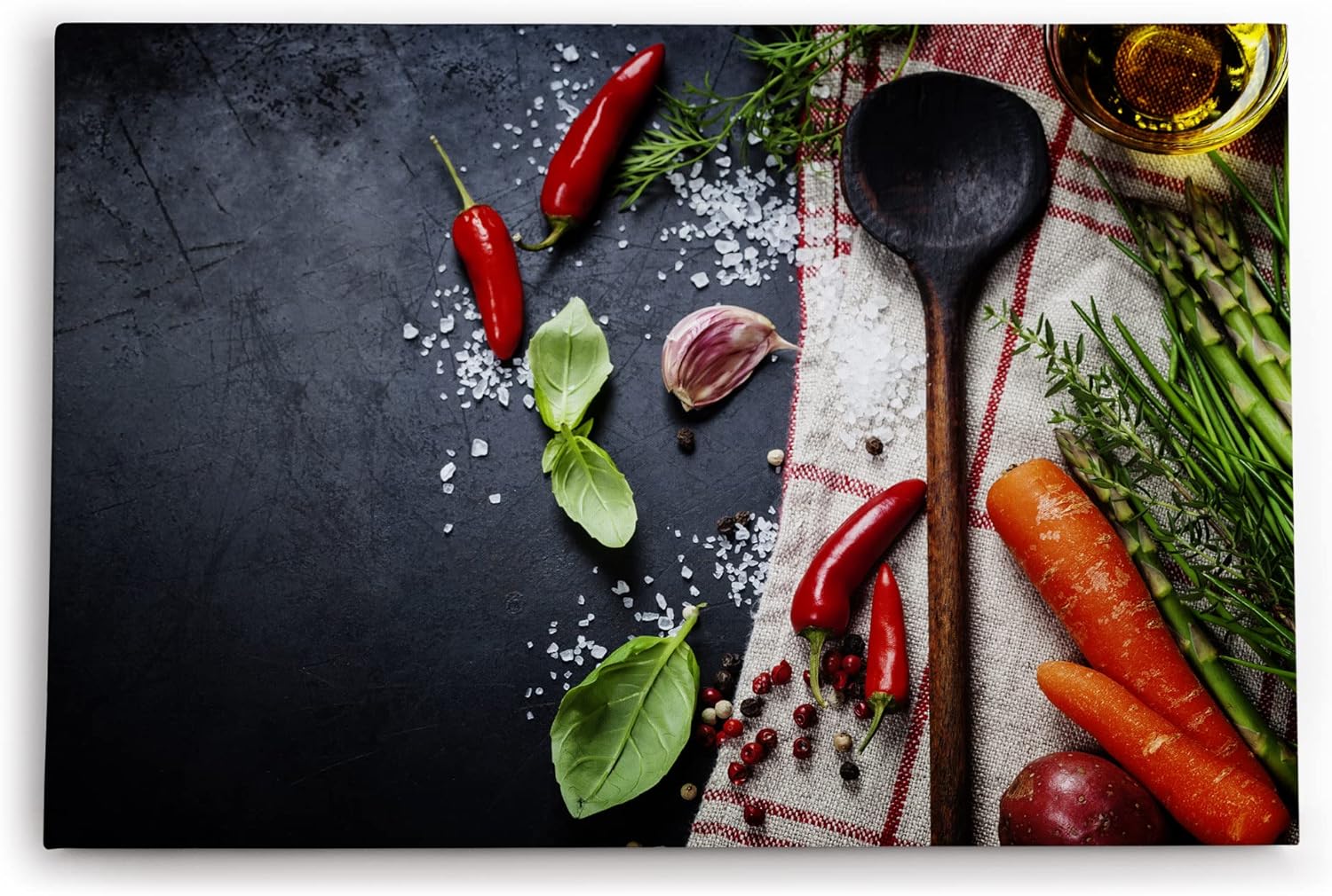 Paul Sinus Wandbild 120x80cm Gewürze Holzlöffel Küche Essen Kochen Obst