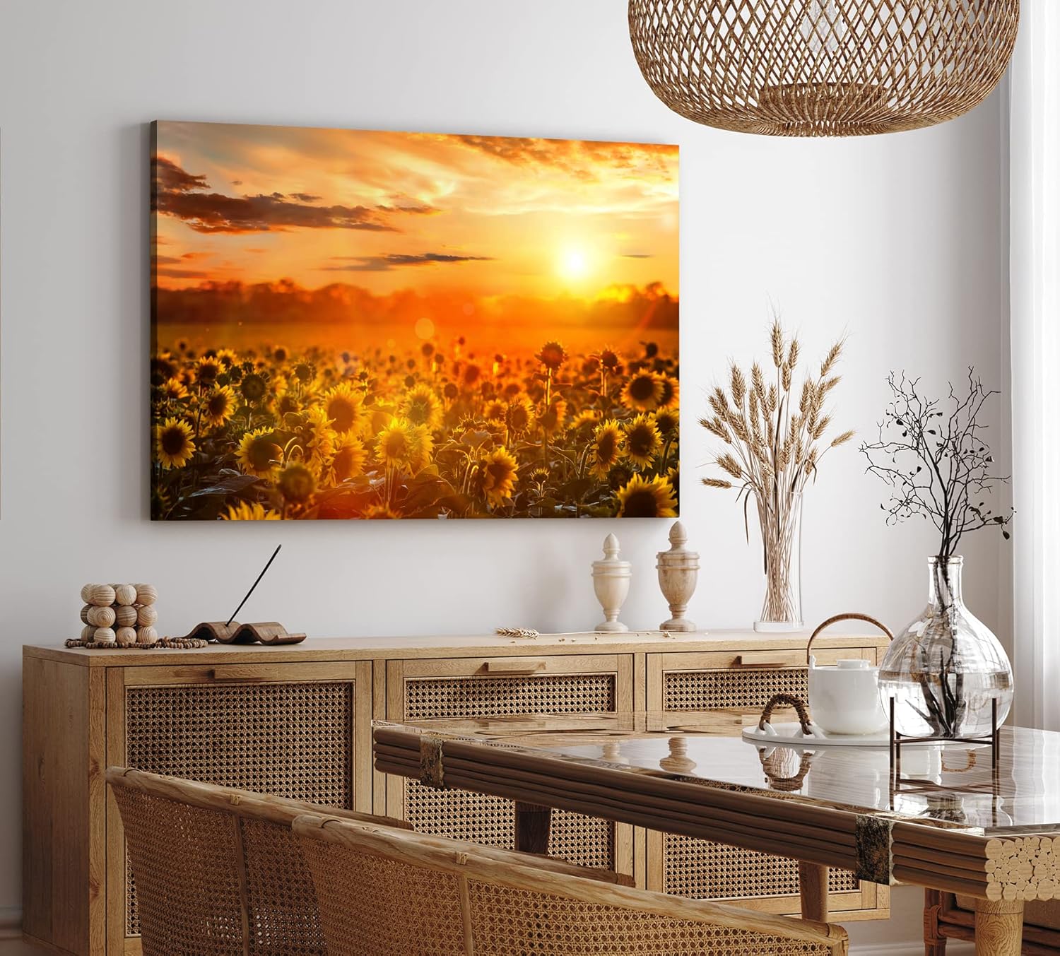 Paul Sinus Wandbild 120x80cm Sonnenblumen Blumenfeld Sonnenblumenfeld Sonne Gelb