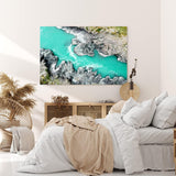 Paul Sinus Wandbild 120x80cm Wilder Bergfluss aus der Vogelperspektive Luftausnahme Grün