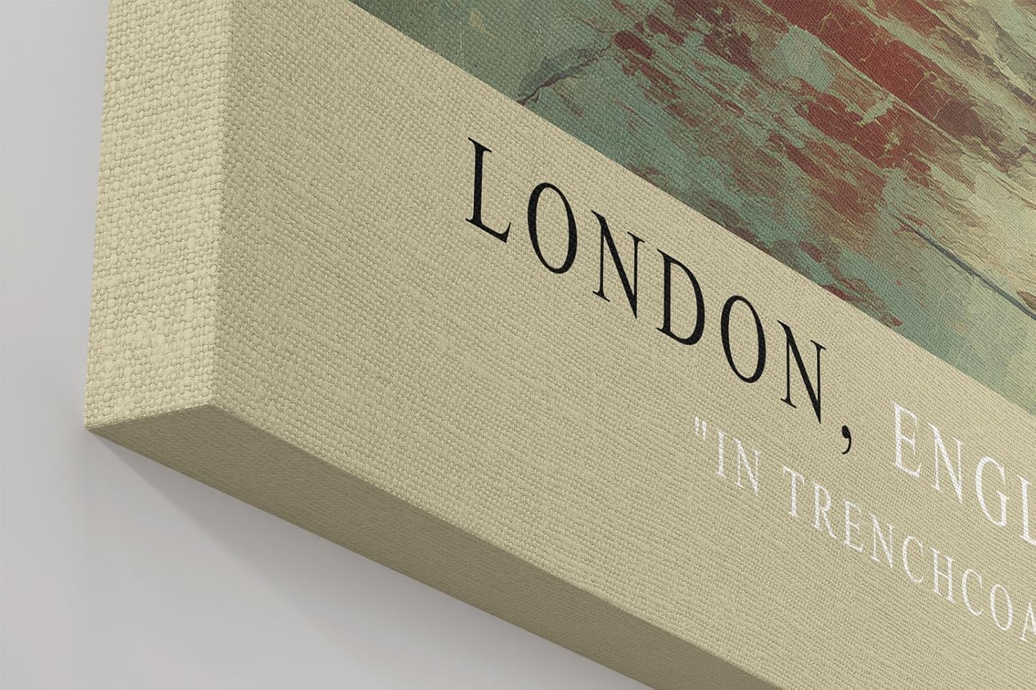 Paul Sinus Wandbild in 40x60cm London, England – Malerische Straßenszene mit rotem Doppeldeckerbus und Big Ben im Hintergrund, stilvolle Stadtansicht im Regen