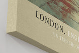 Paul Sinus Wandbild in 40x60cm London, England – Malerische Straßenszene mit rotem Doppeldeckerbus und Big Ben im Hintergrund, stilvolle Stadtansicht im Regen