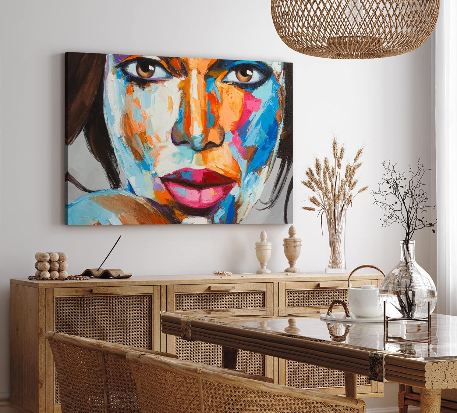 Wandbild 120x80cm Porträt einer jungen afrikanischen Frau Feminin Spachtel Abstrakt