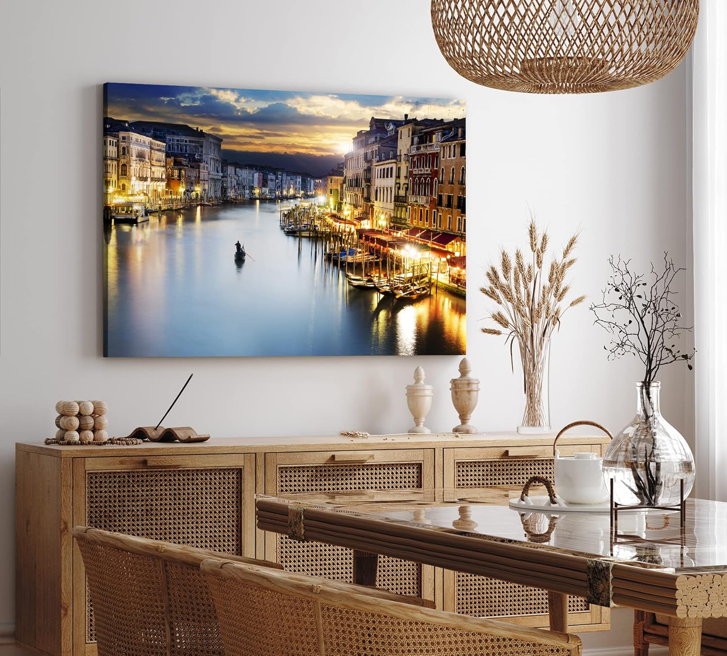 Paul Sinus Wandbild 120x80cm Venedig Abend Gondel Italien Sonnenuntergang