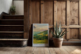 Paul Sinus Kunstdruck 40x60cm Sunset Valley mit weitem grünem Tal im Licht der untergehenden Sonne