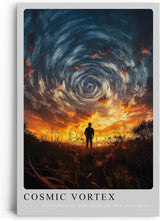Paul Sinus Leinwandbild 60x90cm Cosmic Vortex Leinwandbild atemberaubende Landschaft mit spiralförmigem Himmel und Silhouette im Sonnenuntergang
