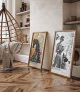 Paul Sinus Leinwandbild 80x120cm Munich – Vintage, Fotografie, Eleganz, Deutschland, Bier, Nostalgie, Charme, Stil, Schwarz-Weiß, Frau, Hund, Tradition