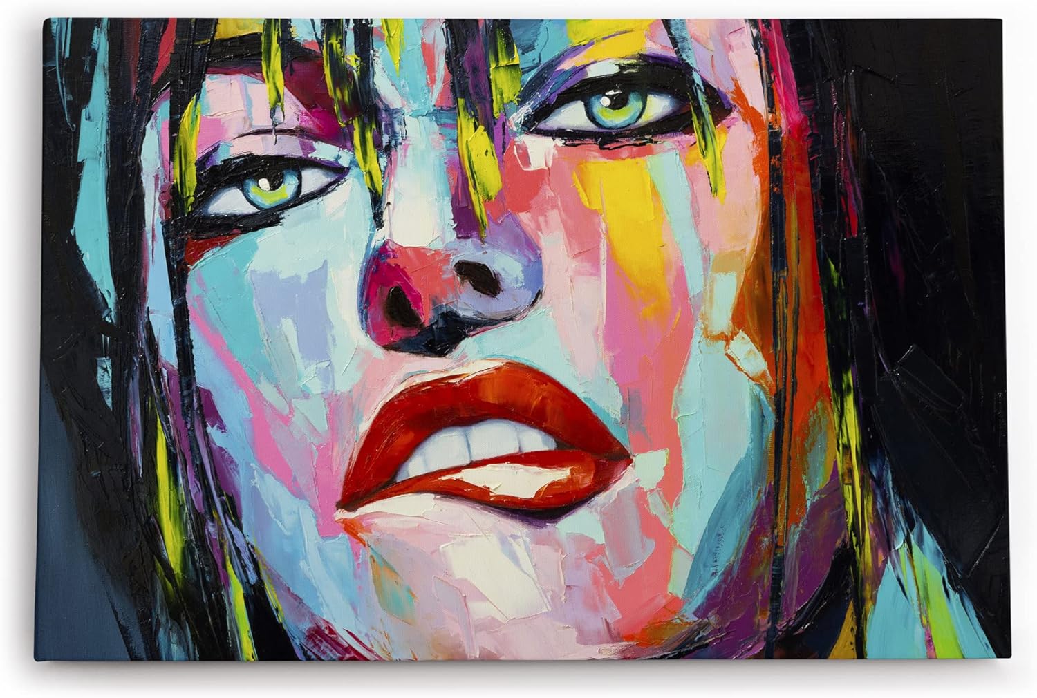 Wandbild 120x80cm Porträt einer jungen Frau Feminin Farbenfroh Abstrakt