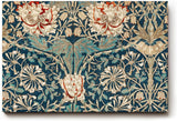 Sinus Art Wandbild 120x80cm Künstlerisch gestaltetes Blütenornament auf türkisblauem Fond mit detailreichen Linien
