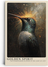 Paul Sinus Leinwandbild 60x90cm Goldener Geist – Majestätischer Kolibri mit schimmerndem Gefieder und leuchtender Aura